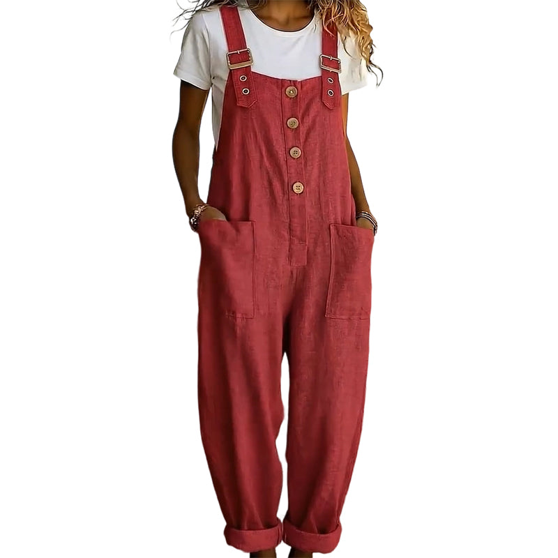 ๐ Women's Casual Loose Fit Overalls โ Button Front, Deep Pockets, Relaxed Style ๐