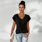 Afslappet kortærmet elegant T-shirt med V-hals og snoet front