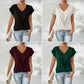 Afslappet kortærmet elegant T-shirt med V-hals og snoet front