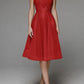 Stylish V-neck Spaghetti Strap A-line dress