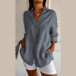 Classic Pleated Textured Single-Breasted Lapel Shirt for Women