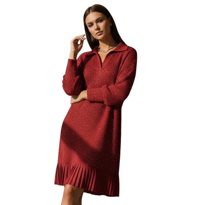 Women’s Sparkle Lapel A-Line Short Dress | Chic & Shimmering