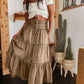 👗 Denim Maxi Skirt – High Waist, Tiered, A-Line, Button Front ✨