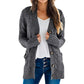 Women's Fall Casual Long Sleeve Button Down Open Front Cable Knit Cardigan Sweater Coat