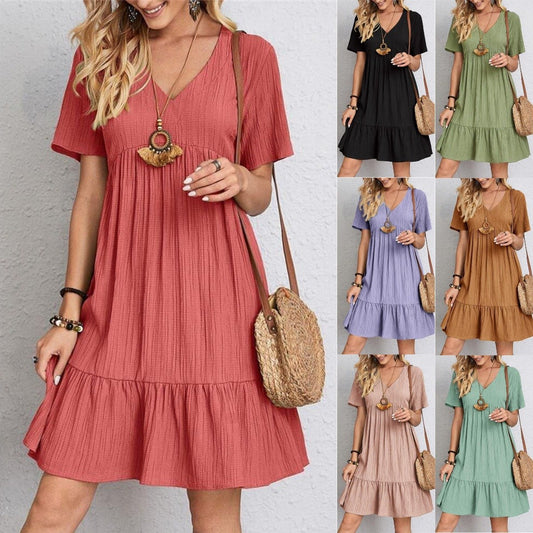 🎁Hot Sale 49% OFF⏳ Retro V-neck Loose Casual Dress