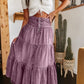 👗 Denim Maxi Skirt – High Waist, Tiered, A-Line, Button Front ✨