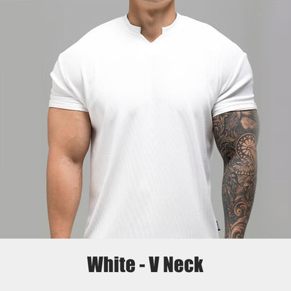 🔥Hot Sale 49% Off🔥High-quality Slim Fit Men's High Elastic Short Sleeves Workout T-Shirt