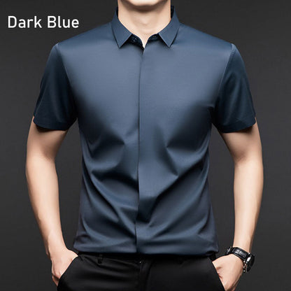 Men's Glossy Breathable Short Sleeve Business Shirt