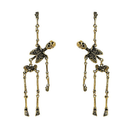 Jointed Skeleton Dangle Long Earrings