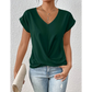 Afslappet kortærmet elegant T-shirt med V-hals og snoet front