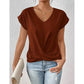 Afslappet kortærmet elegant T-shirt med V-hals og snoet front