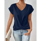 Afslappet kortærmet elegant T-shirt med V-hals og snoet front