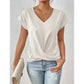 Afslappet kortærmet elegant T-shirt med V-hals og snoet front