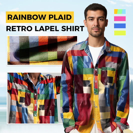 🔥Varmt salg 50% rabat🔥- Regnbuefarvet retro-reversskjorte med lommer