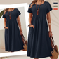 👗 Women’s Pleated Short-Sleeve Dress with Pockets – Soft Cotton-Linen Blend ☀️👜