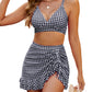 Gingham High Waisted Tummy Control Bikini Sets👙