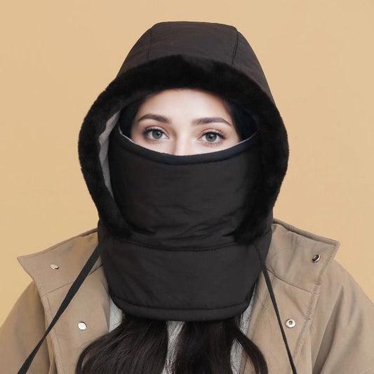👒Plysforet, tyk termohue med ansigtsmaske til mænd og kvinder❄️