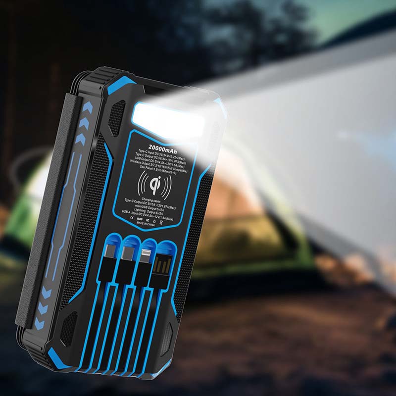 🔥20000mAh Solar Power Bank with Foldable Panels, Wireless Charging & LED Flashlight