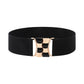 Women's Vintage Gold Buckle High Elastic Leather Belt